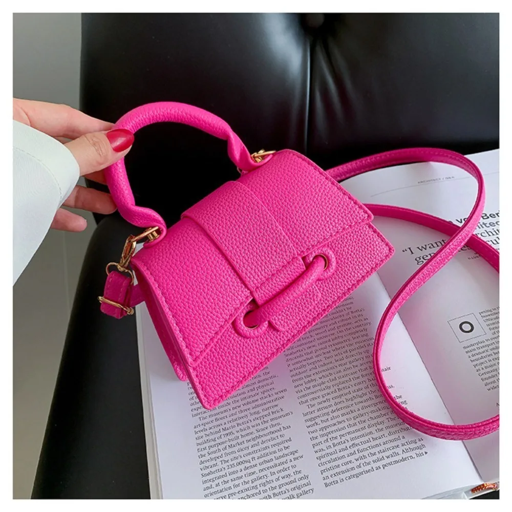 Bolso de piel sintética PU color sólido, estilo minimal
