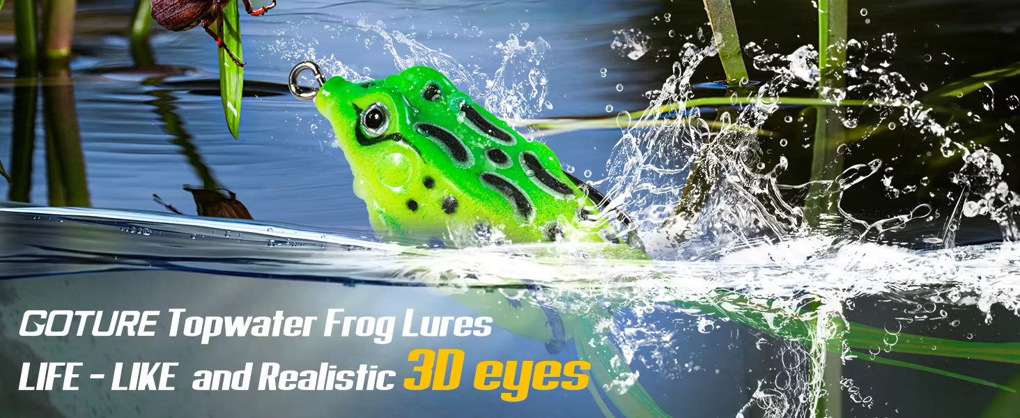Kit de señuelos topwater tipo rana para pesca de lubina