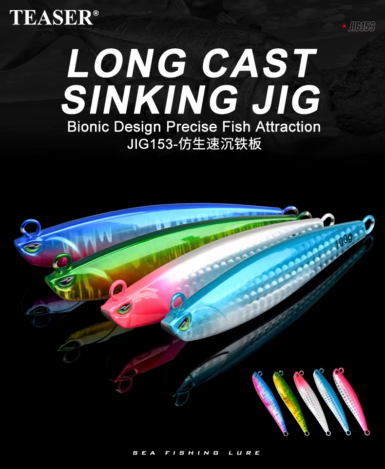 Señuelo TEASER J153 jig metálico luminoso para pesca en agua salada