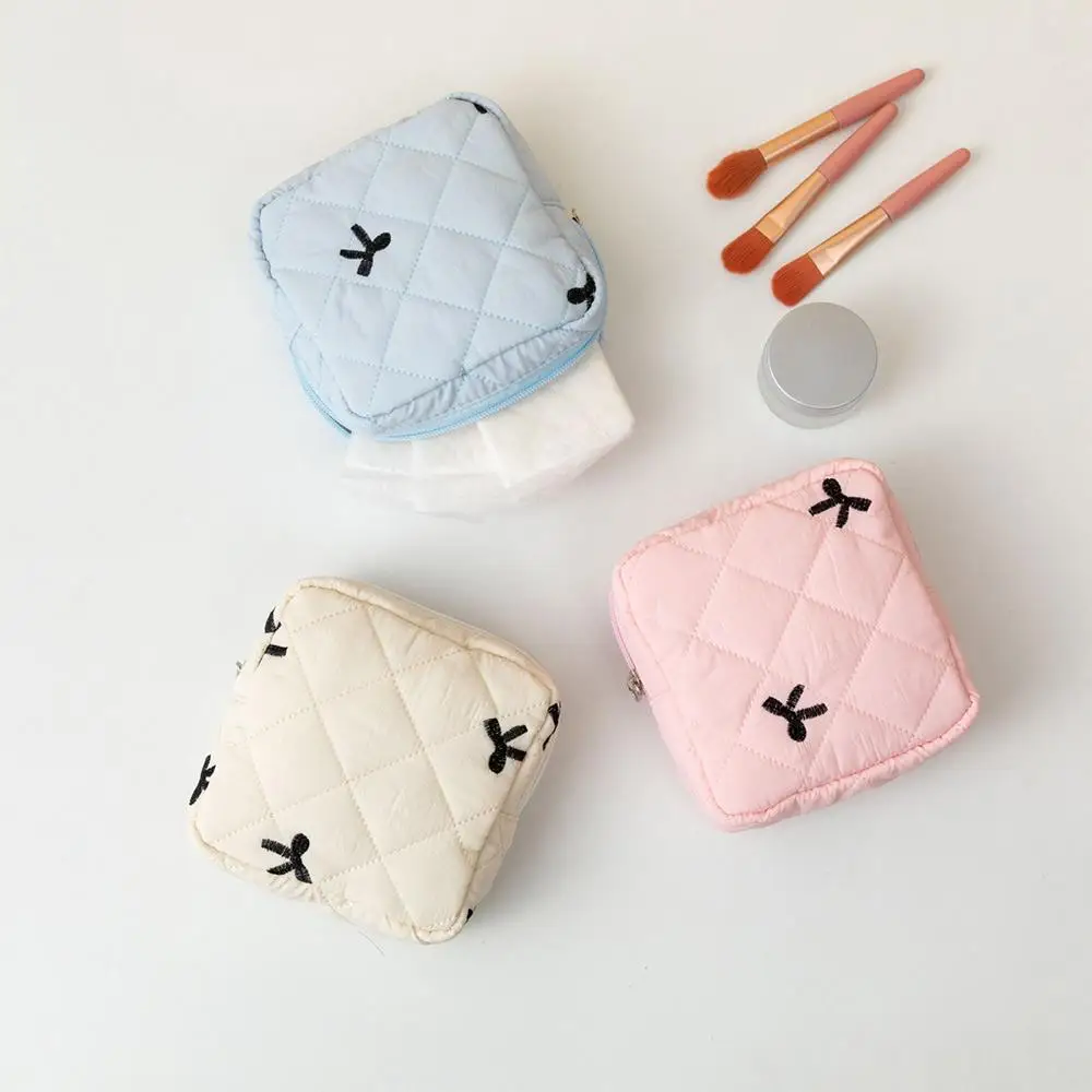 Mini neceser acolchado de algodón para maquillaje, bolso coqueta - imagen 4