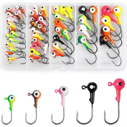 Anzuelos Jig Head rojos para lubina y trucha