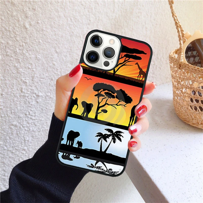 Jirafa y árbol en diseño de funda para iPhone