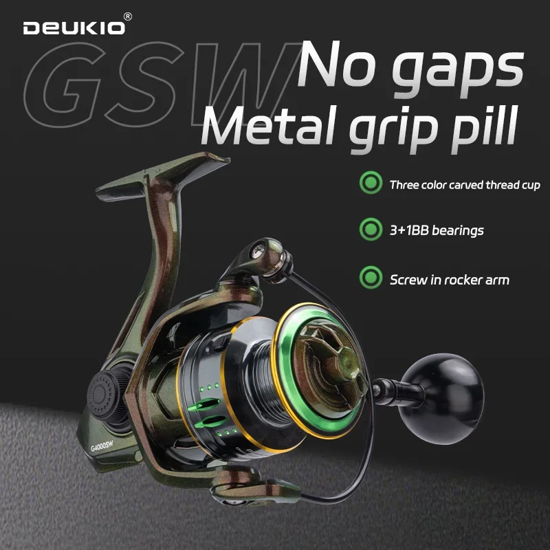 Carrete DEUKIO Spinning 2000-7000 Marino – Freno 33lb, pomo metal - imagen 4
