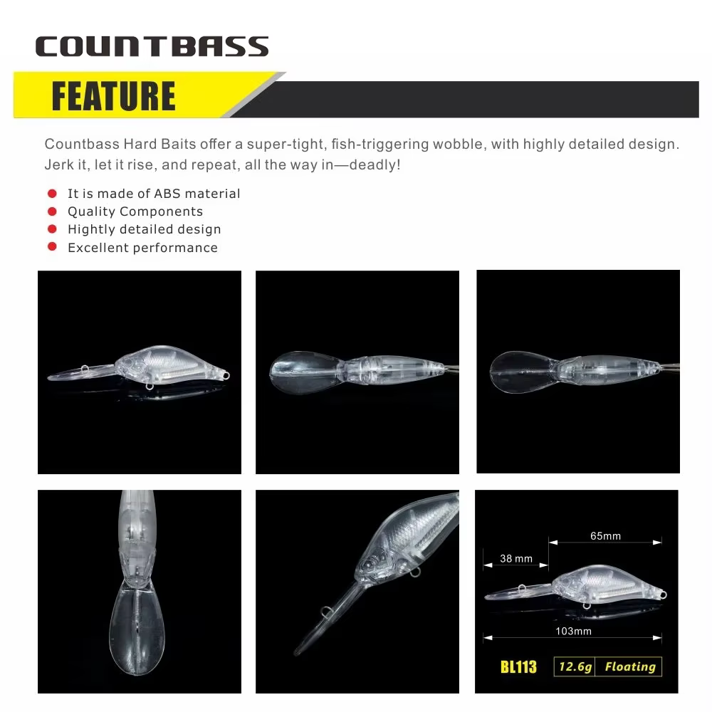 Countbass Crankbaits labio largo flotantes peso magnético sin pintar - imagen 4