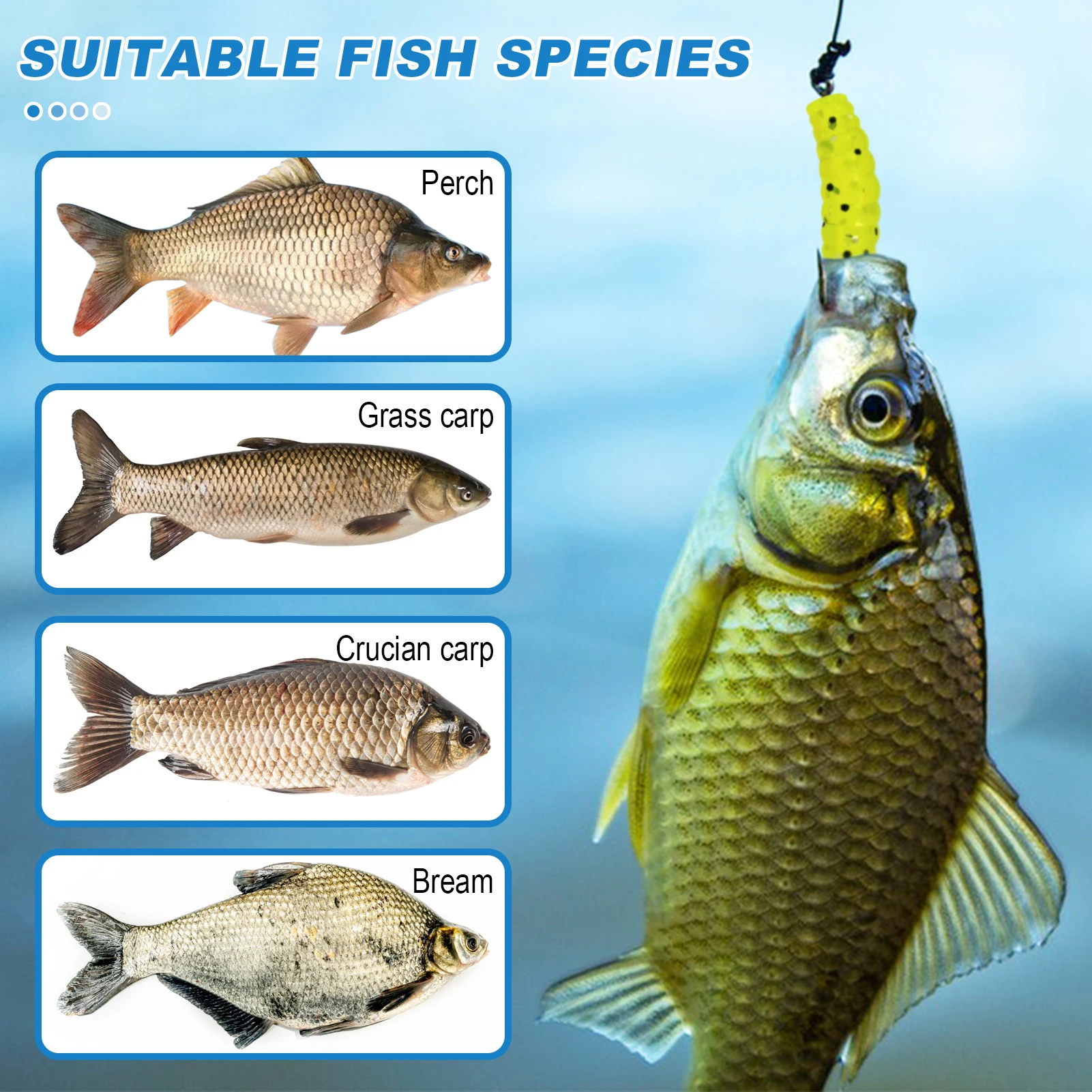 FREE FISHER Grubs para pesca en hielo de trucha, bajo y blanco - imagen 3