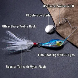 Spinnerbait Metal 8g 11g 16g para lubina y salmón