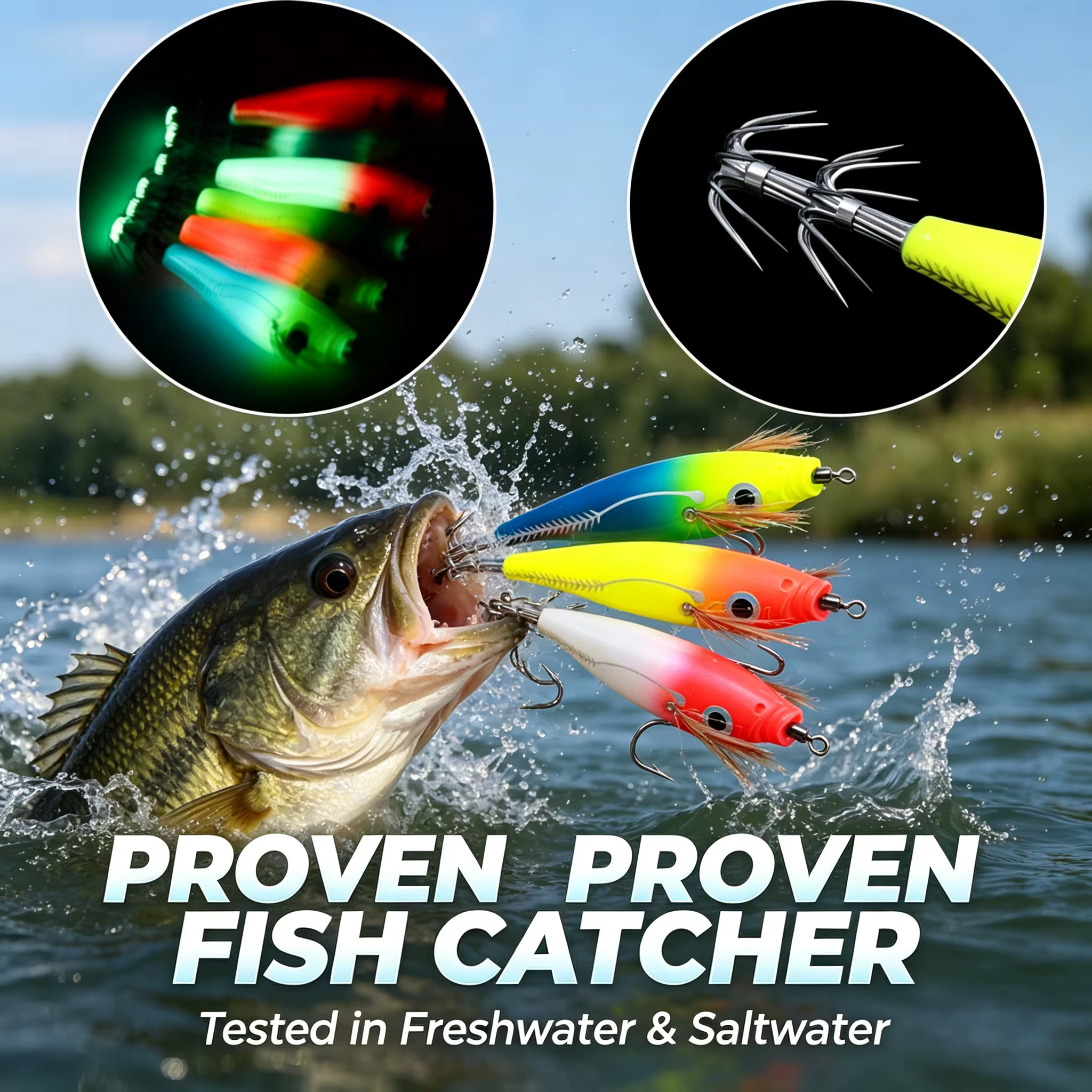 Señuelo duro de calamar luminoso UV para pesca al anochecer - imagen 2