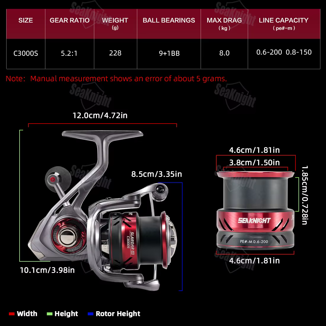 Carrete Spinning SeaKnight SLARDAR BB para calamar en agua salada - imagen 2