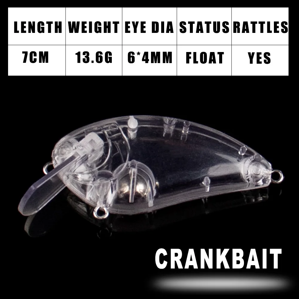 Señuelo flotante Crankbait con sonajero sin pintar duro Dr.Holife - imagen 4