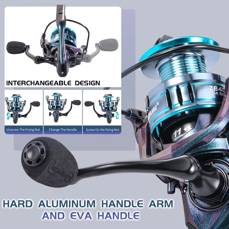 Carrete Spinning Sougayilang – Bobina metal, mango EVA, arrastre 8KG - imagen 4