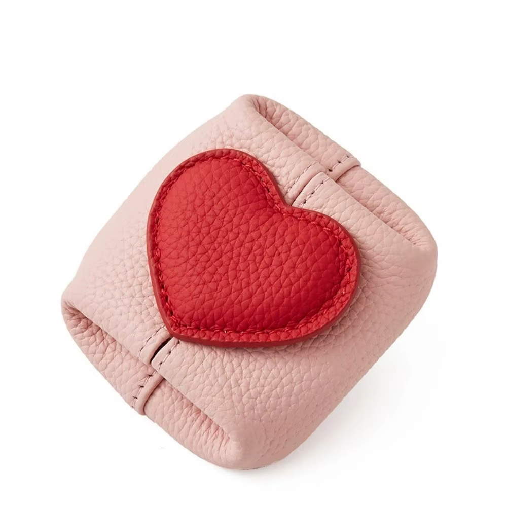 Monedero de cuero compacto para monedas y accesorios