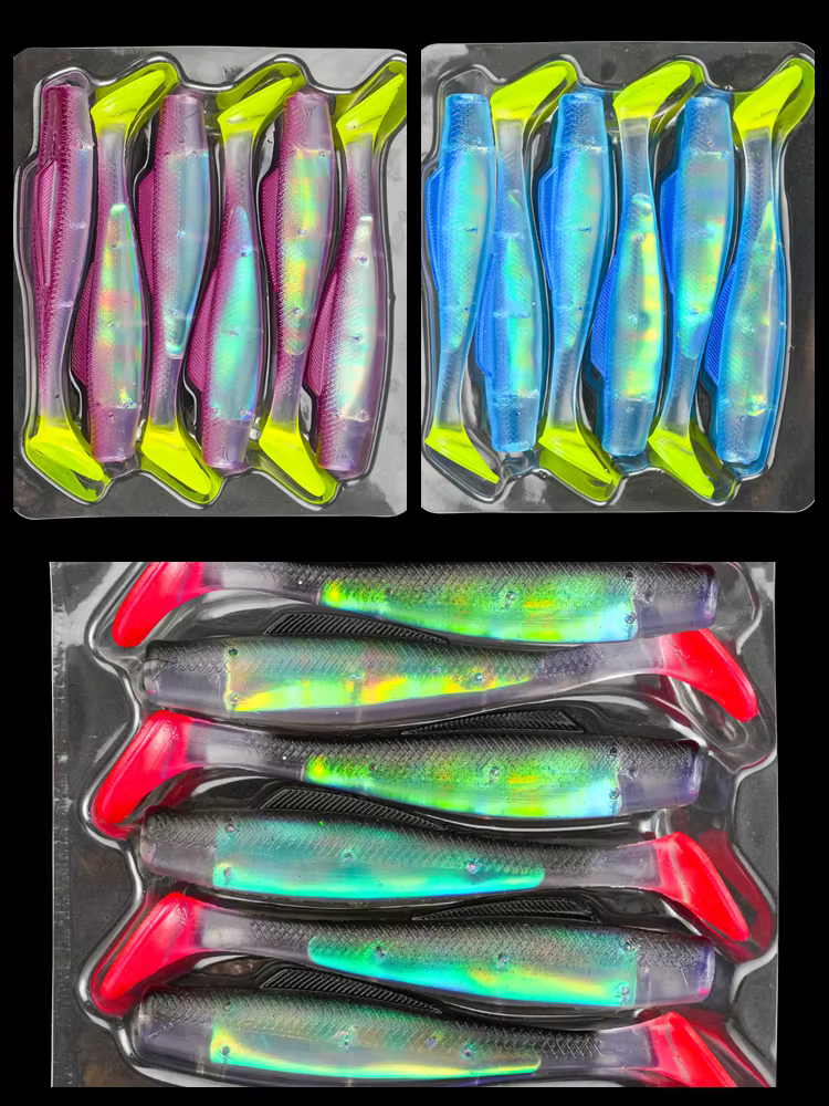 Señuelo Cola de Pala UV 8 cm – Cebo Soft TPR con Brillo