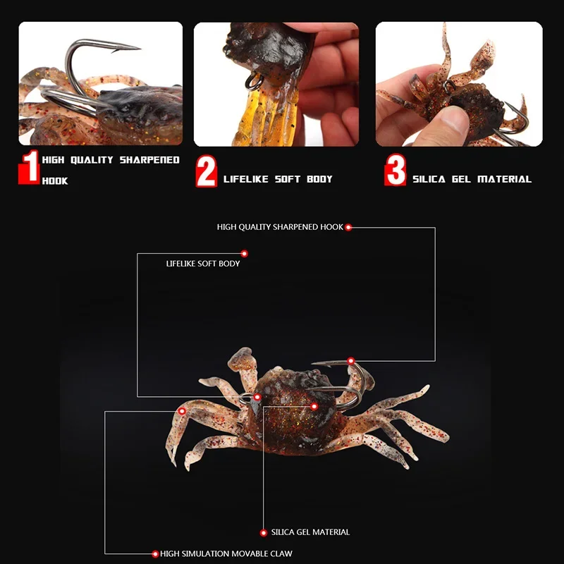 Cebo vinilo de cangrejo biónico con anzuelos para jigging - imagen 4