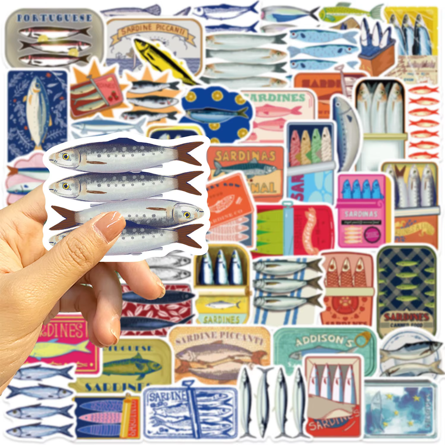 Vinilos de pesca pegatinas sardinas mediterráneas impermeables - imagen 3