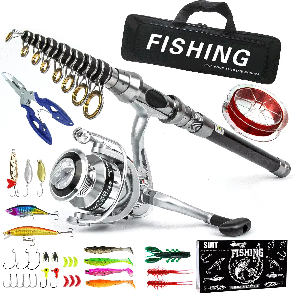 Caña Spinning Luya + Carrete Pesca Mar – Combo para Lanzamiento - imagen 2