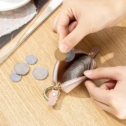 Monedero de cuero PU con cremallera y doble tirador, para cambio