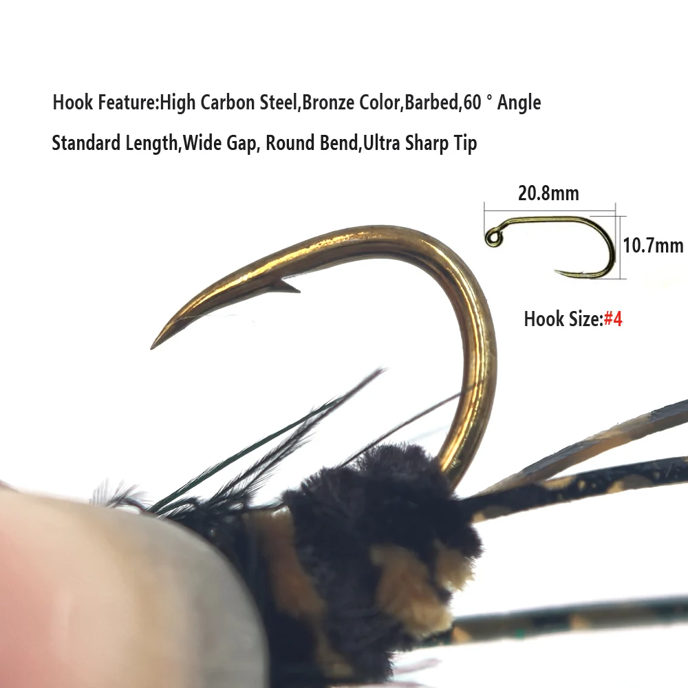 ICERIO Mosca Stonefly Beadhead con Patas de Goma – Ninfa para Trucha - imagen 2
