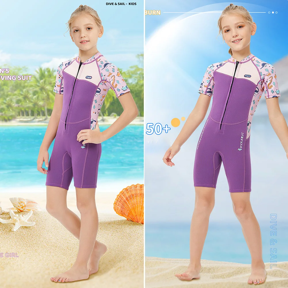 Traje de Neopreno una Pieza Niñas 2.5MM Manga Corta Anti-UV - imagen 2