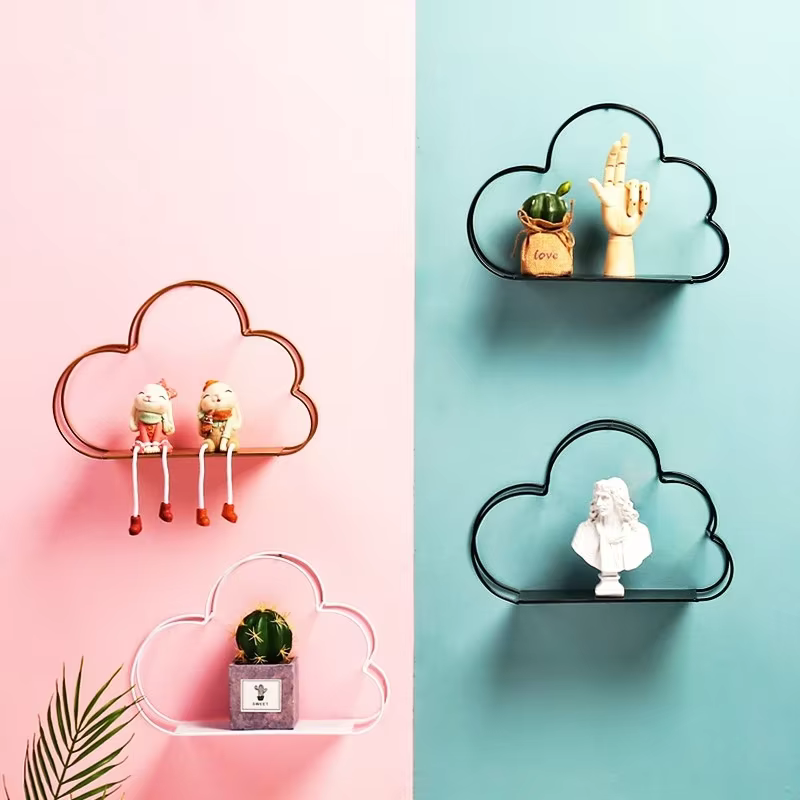 Estante de pared hierro estilo europeo diseño nube sin perforaciones - imagen 5