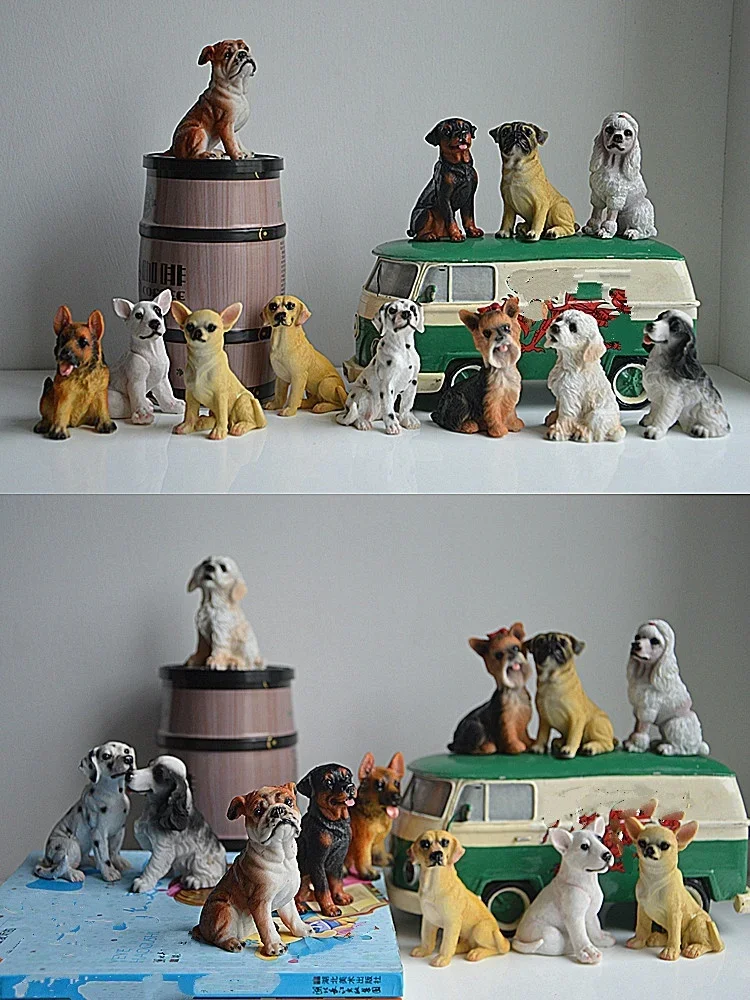 Detalle del modelado y pintura de los cachorros en miniatura