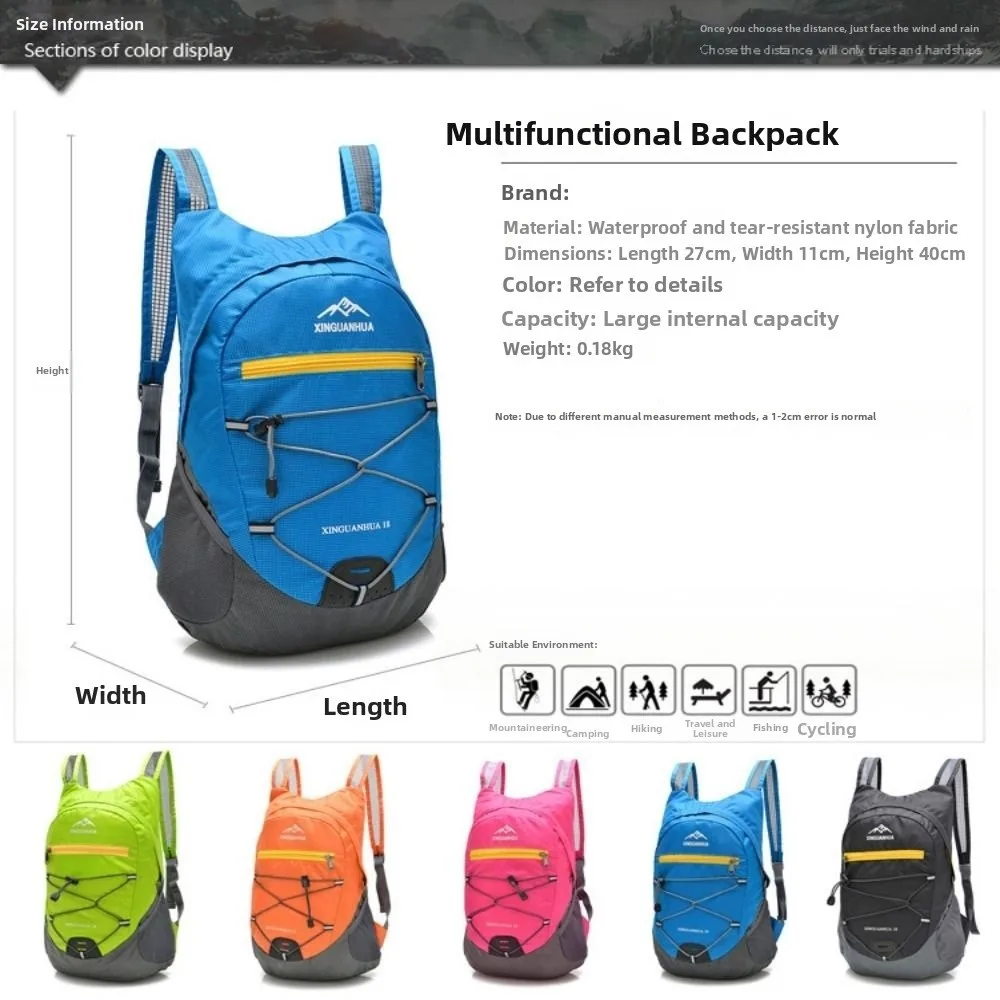 Mochila plegable en uso, estilo bolsa deportiva