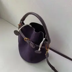 Bolso tote tipo cubo de PU morado de gran capacidad