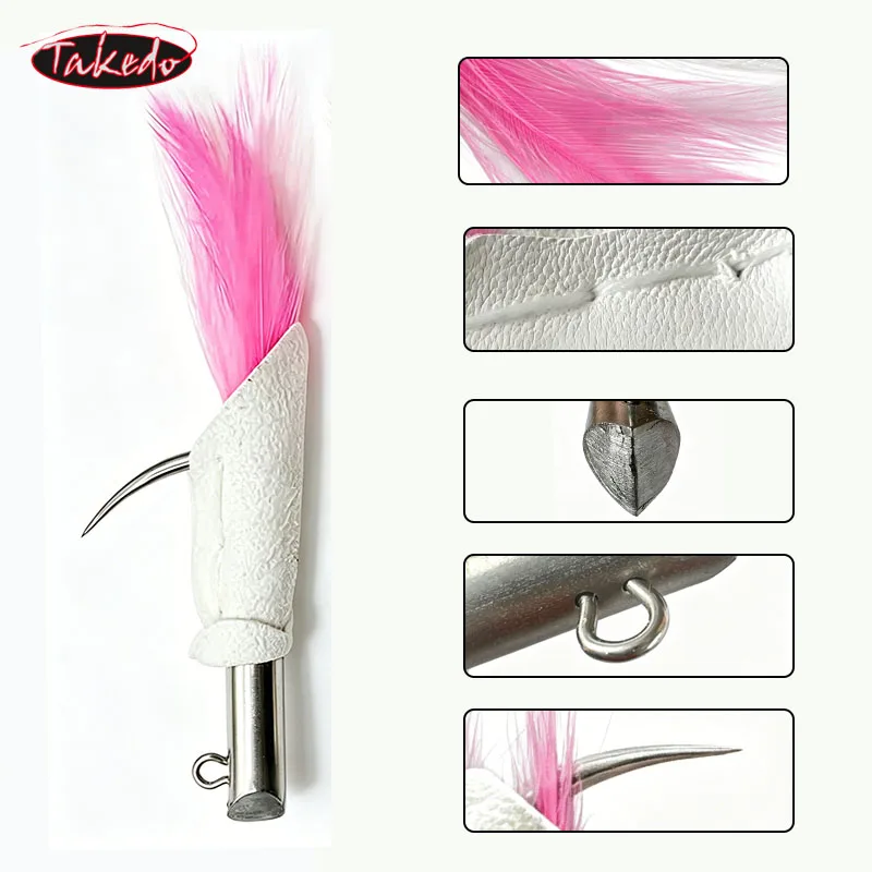 TAKEDO Señuelo con plumas y anzuelo de acero inoxidable sin púas - imagen 5