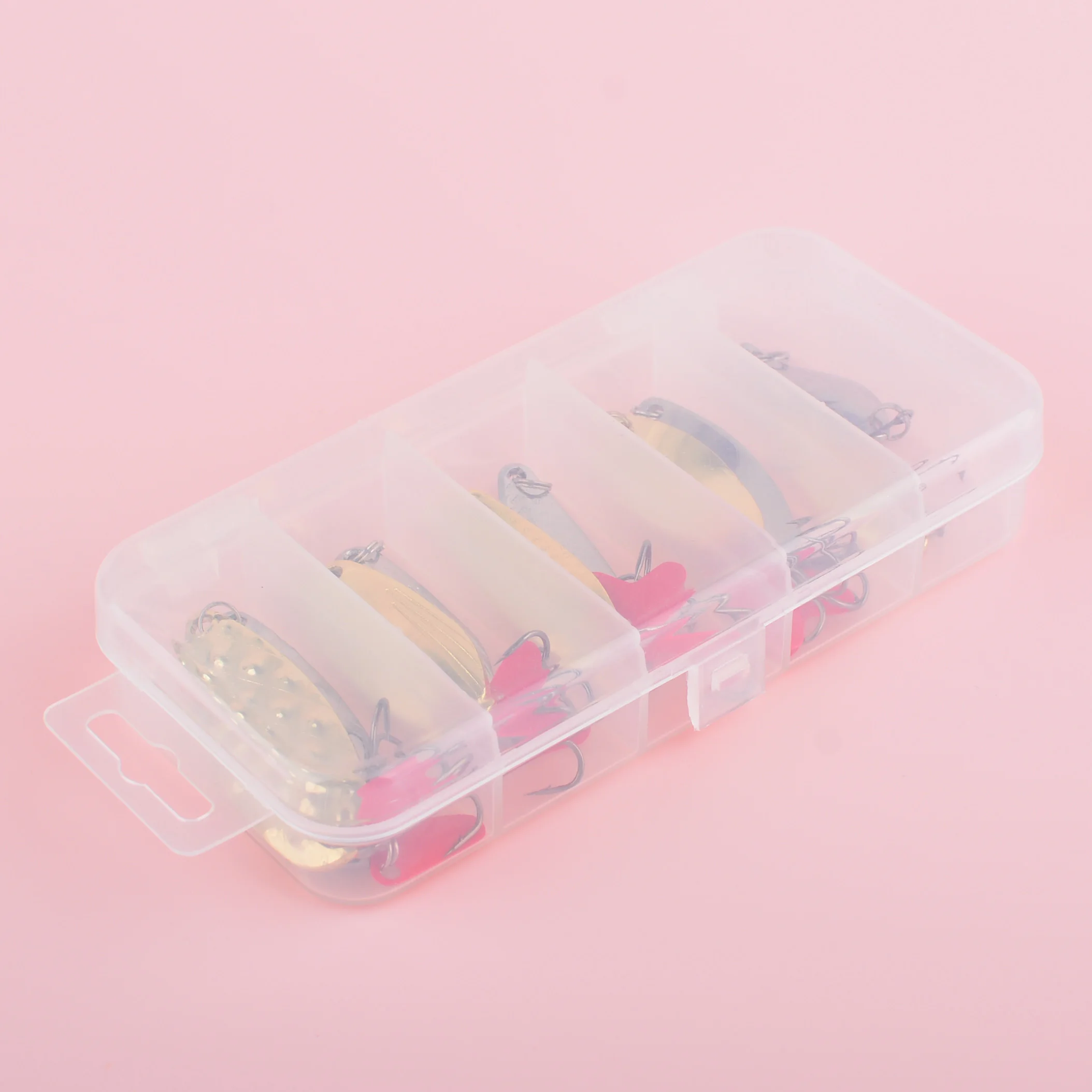Señuelos cuchara giratoria metálicos dorado y plateado con caja