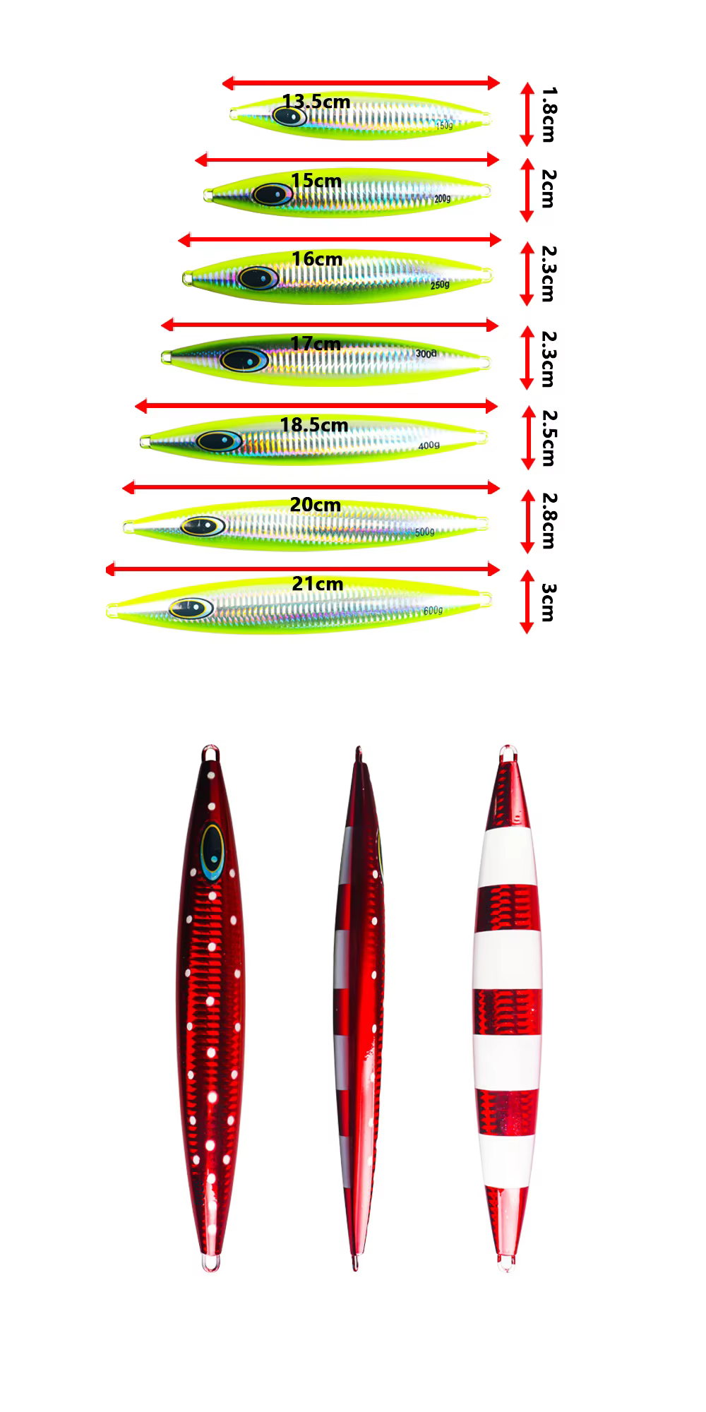 Variante de color del señuelo de jigging