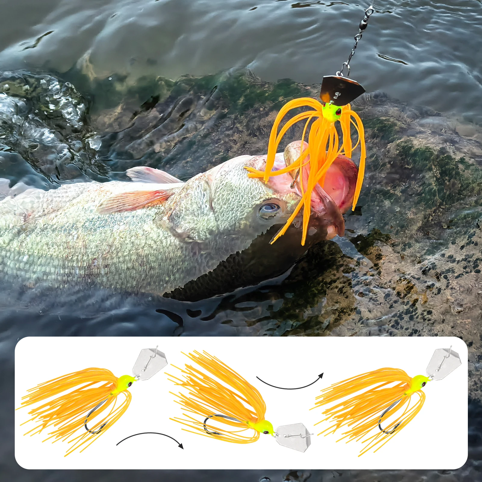 Buzzbaits y Chatterbaits para lubina con faldas de goma Free Fisher - imagen 5