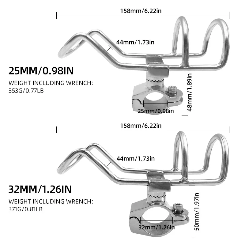 ShareShark soporte para cañas abrazadera acero inox 316 mar - imagen 5