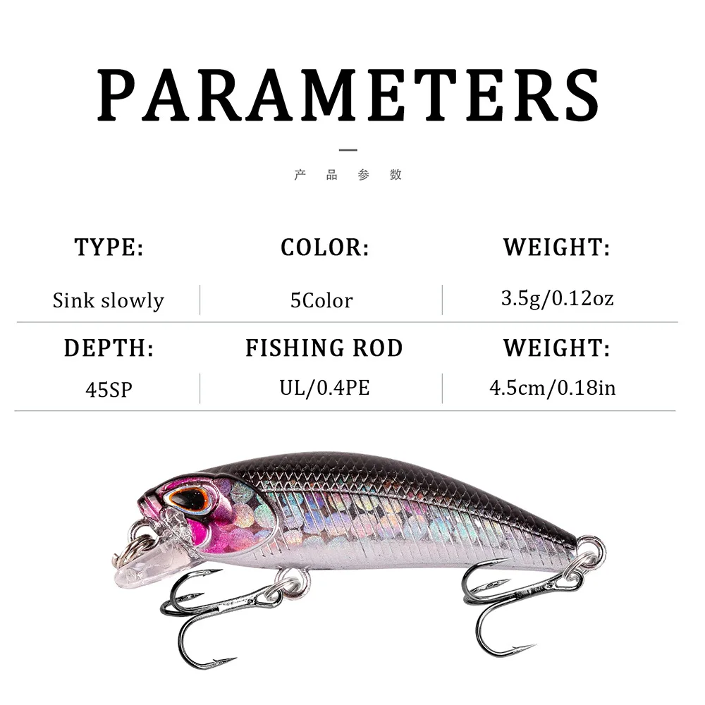 Señuelo Minnow hundible para lubina de plástico duro tipo Crankbait - imagen 3