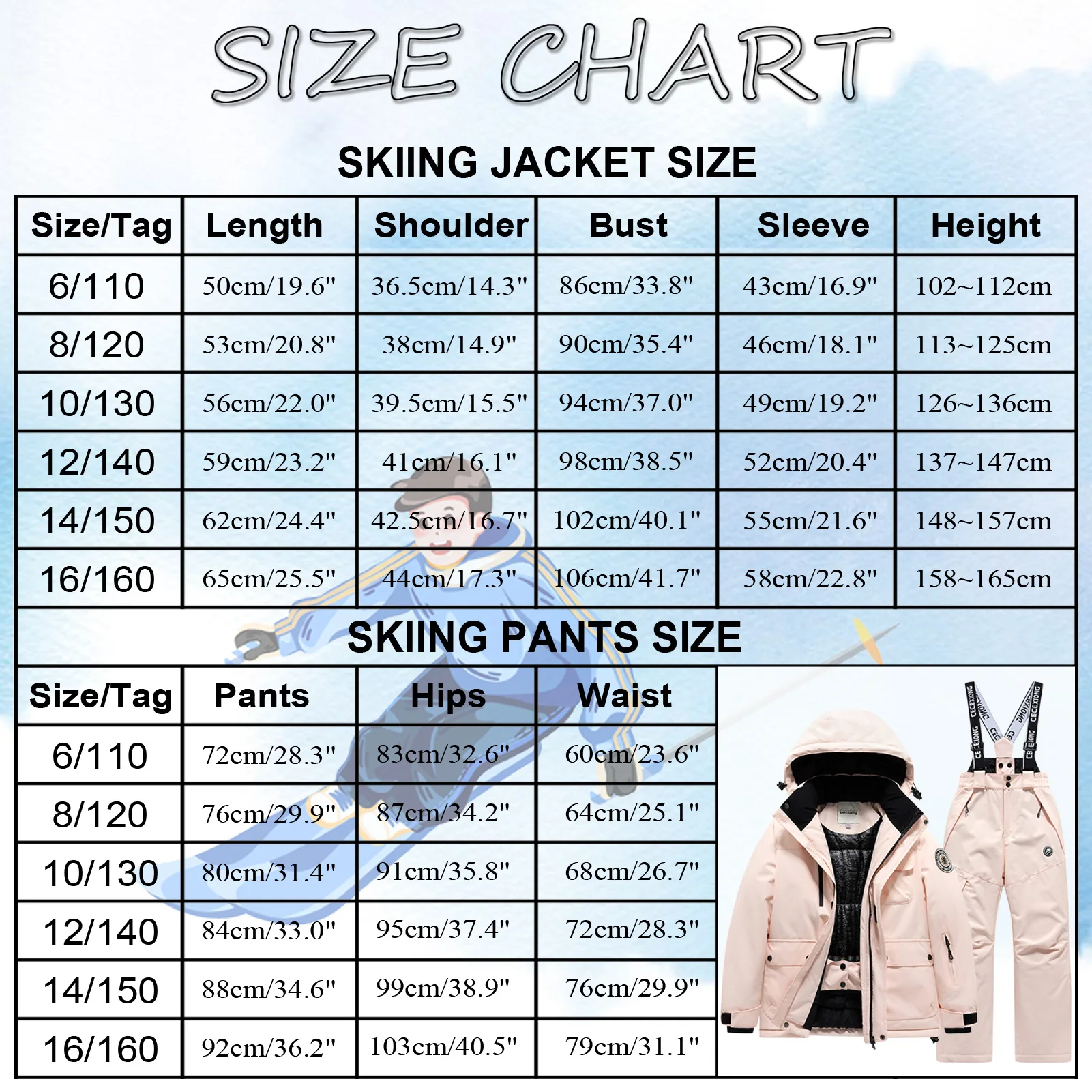 Chaqueta y pantalón de nieve infantil