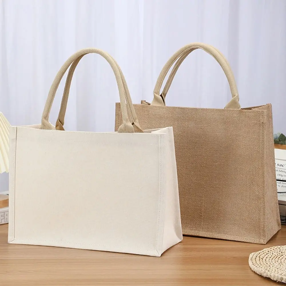 Bolsa de lona plegable reutilizable beige para uso diario - imagen 4