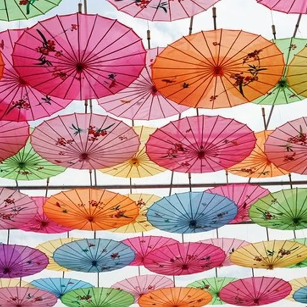 Sombrillas Chinas de Papel Encerado – Decoración para Fiestas - imagen 4