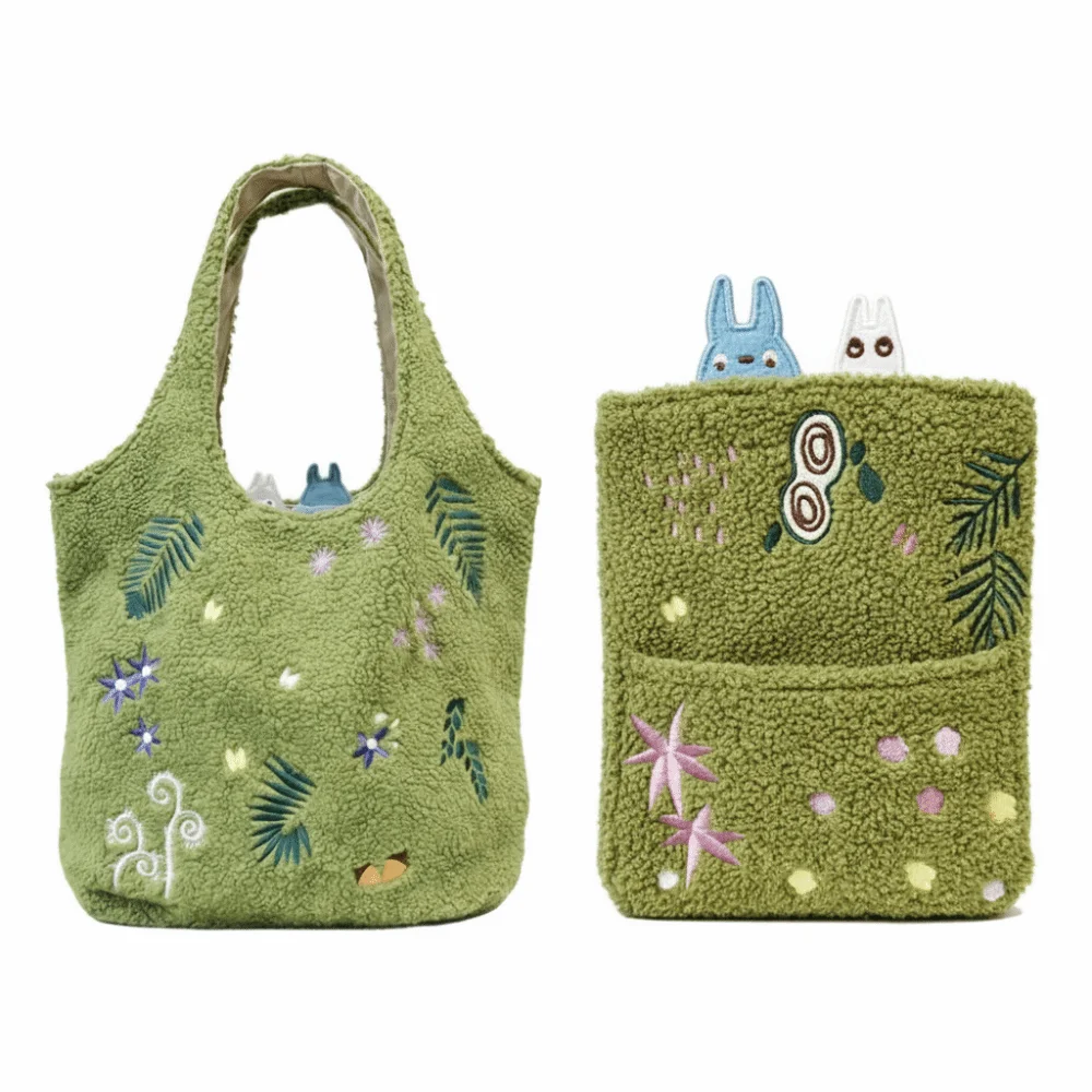 Bolso bandolera bordado verde lana de cordero con terciopelo - imagen 4