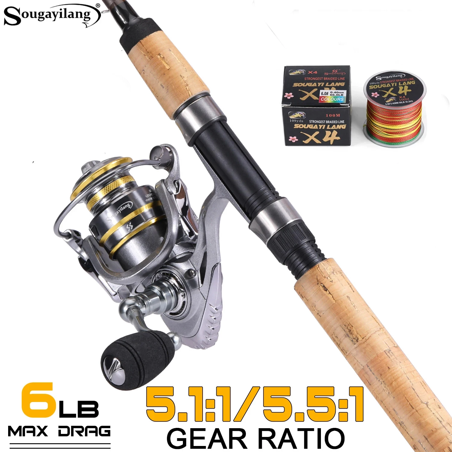 Sougayilang juego de caña y carrete ultraligero carbono para pesca precisa 5.1:1 - imagen 4