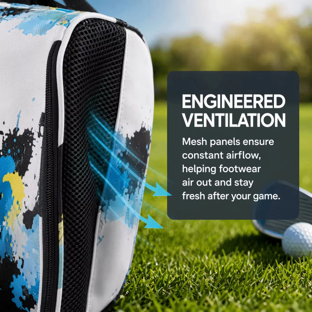 Bolsa zapatos golf nailon 600D transpirable, gran capacidad y plegable - imagen 5
