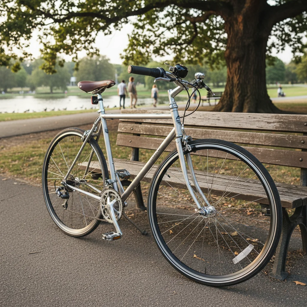 Detalle del acabado y la forma de la campana de bicicleta retro DKSAHEMTB