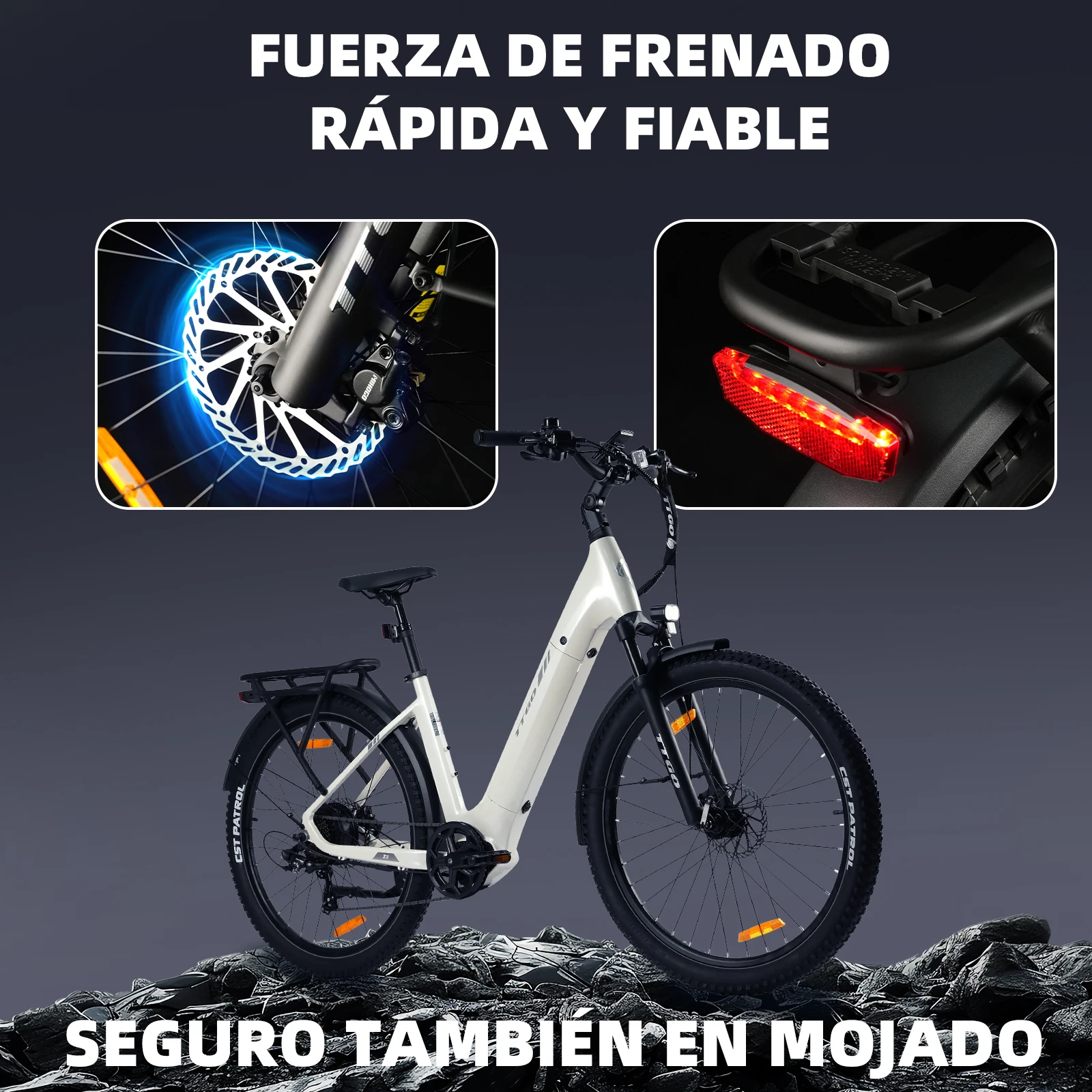 TTGO bicicleta eléctrica con batería extraíble y freno hidráulico - imagen 3