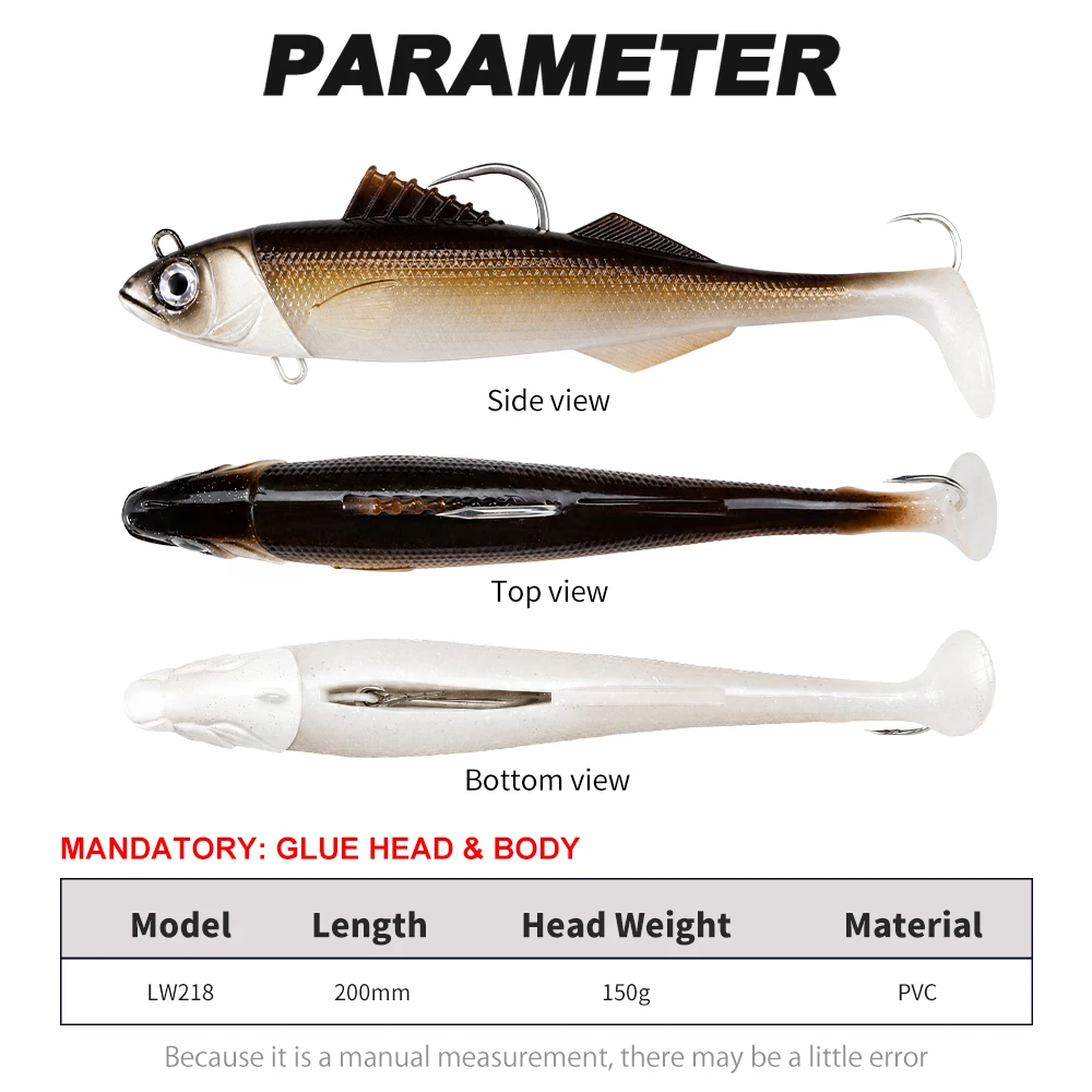 Hunthouse Heavy Soft Swimbait T-Tail señuelo para lubina y mero - imagen 2