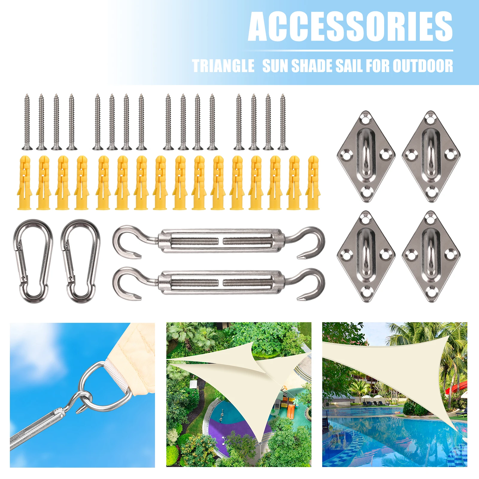 Kit completo de herrajes de acero inoxidable
