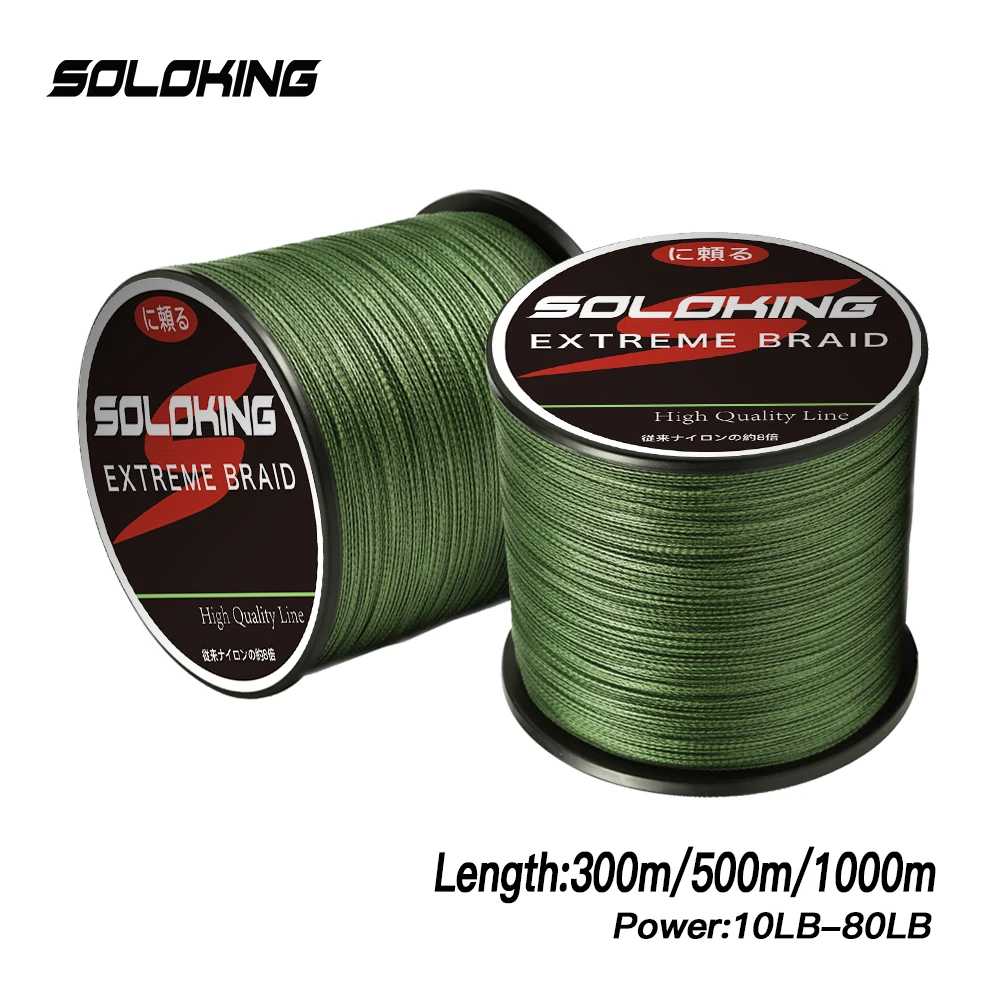 Línea Trenzada SOLOKING - 4 Hebras Multifilamento 10LB-80LB Trucha