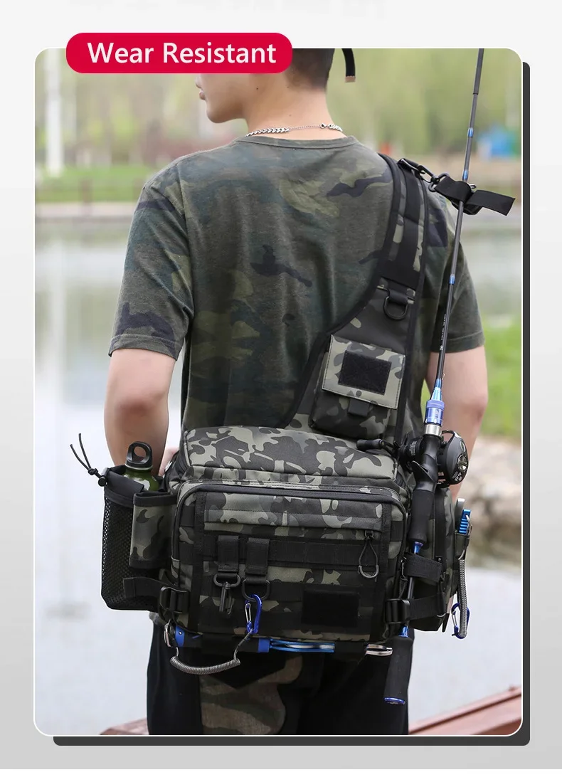 Bolsa de pesca con señuelo de gran capacidad vista frontal