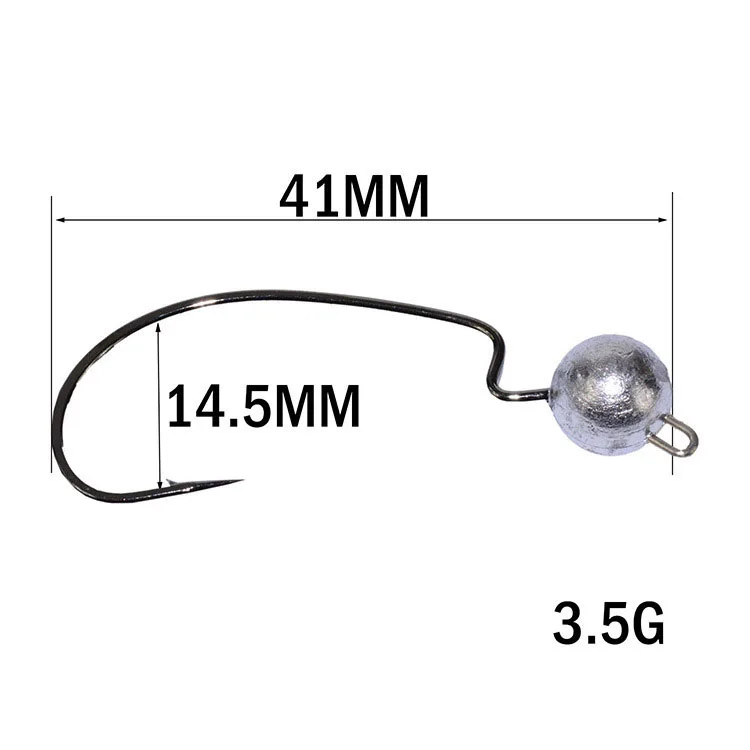 Anzuelos de jigging con cabeza plomada y púas, vista frontal