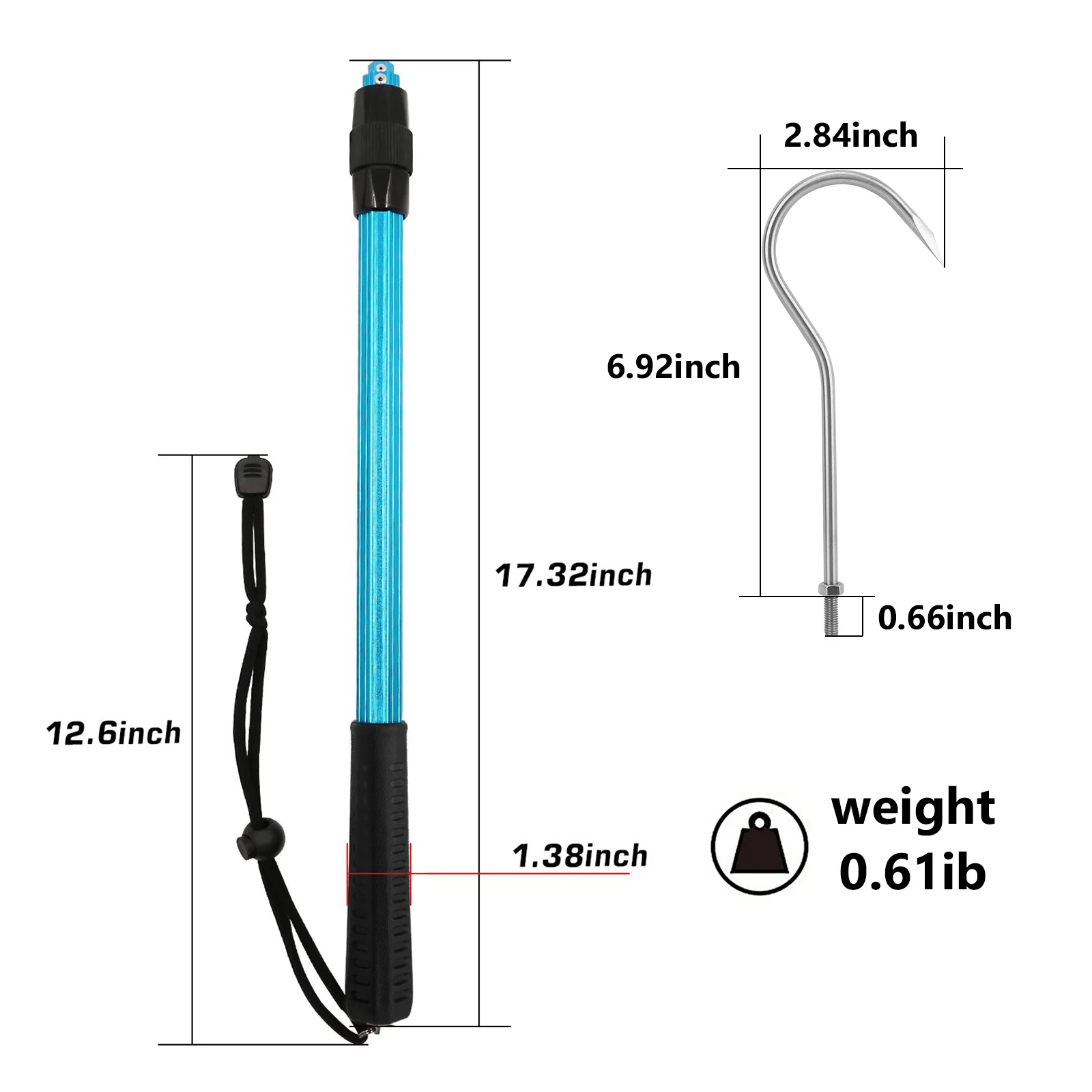 SANLIKE gancho telescópico para peces agua salada – aluminio - imagen 2