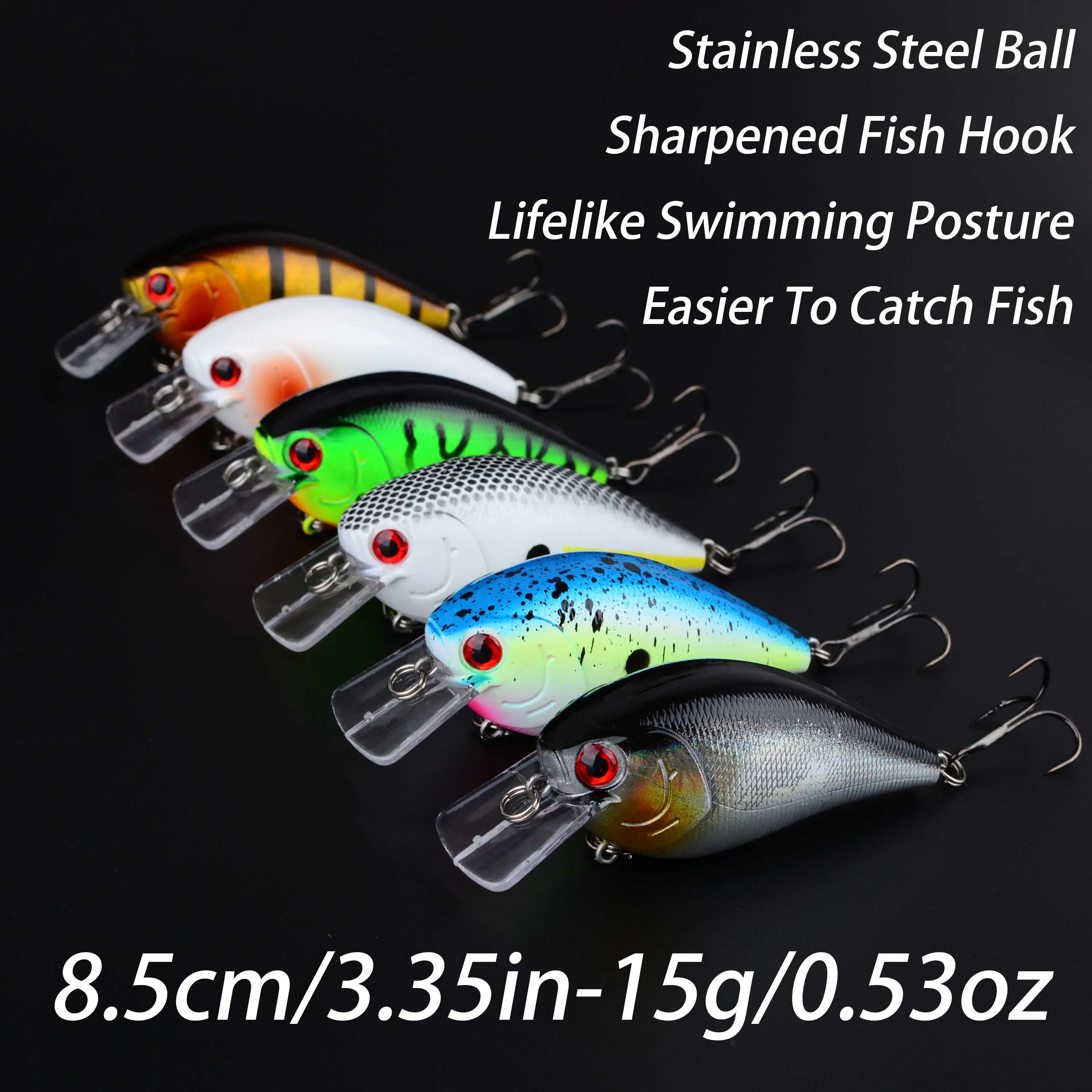 Crankbait duro de 8.5 cm con sonajero