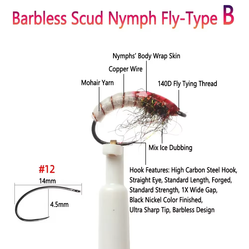 Bimoo Scud Caddis – Ninfas luminosas sin púas para trucha - imagen 4