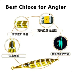 Señuelo metálico luminoso para jigging de hundimiento lento