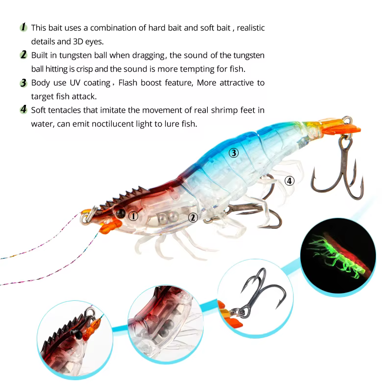 ILURE Swimbait de silicona – Tres anzuelos, señuelo luminoso para calamar - imagen 2